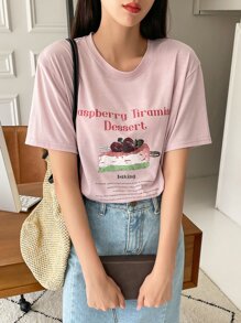 DAZY Cake & Slogan Graphic Tee - Baby Pink - View 6