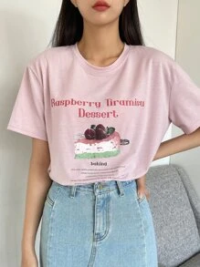 DAZY Cake & Slogan Graphic Tee - Baby Pink - View 8