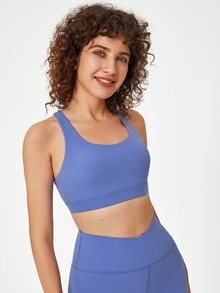 GLOWMODE FeatherFit™ Crossover Strap Sports Bra Gym - Periwinkle Blue - View 2