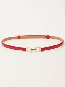Chain Design Symmetrical Buckle Belt - Red - View 1