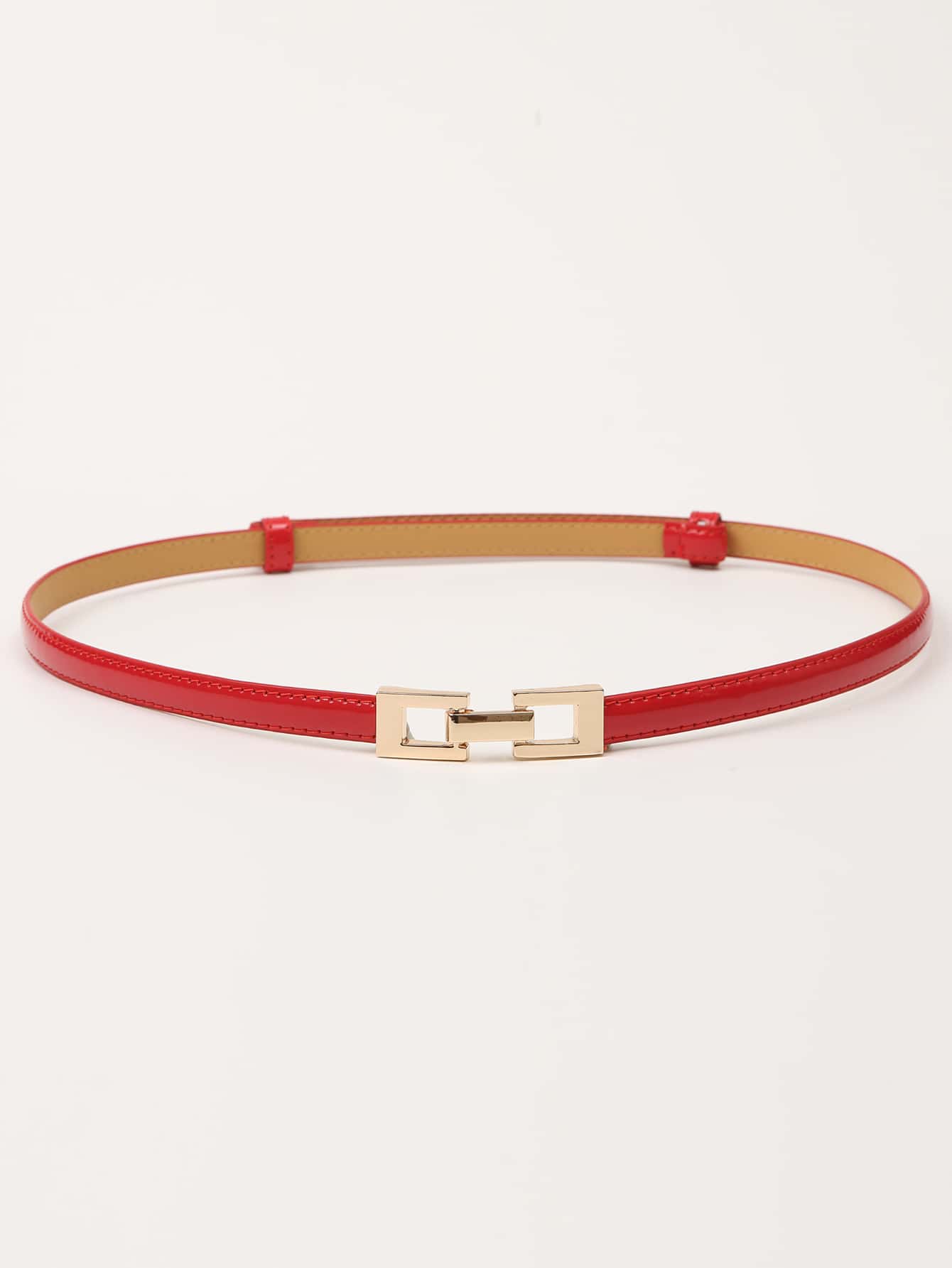 Chain Design Symmetrical Buckle Belt - Red - View 1