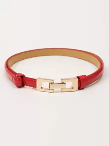 Chain Design Symmetrical Buckle Belt - Red - View 2