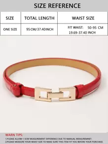 Chain Design Symmetrical Buckle Belt - Red - View 3