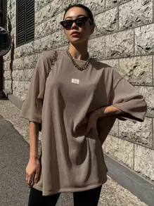 DAZY Tricou supradimensionat cu detaliu de petic cu litere