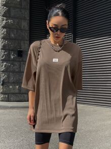 DAZY Tricou supradimensionat cu detaliu de petic cu litere