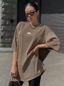 DAZY Tricou supradimensionat cu detaliu de petic cu litere