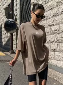 DAZY Tricou supradimensionat cu detaliu de petic cu litere