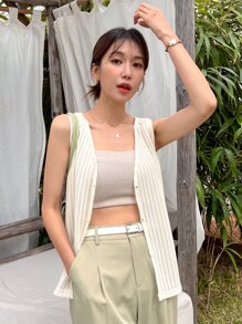 DAZY 單排扣坦克上衣,無胸圍 - 米色 - 查看 5