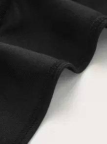 SHEIN ICON Áo hai dây Lộ Lưng Buộc lại Nếp gấp Phần Ngực màu trơn Gợi cảm - màu đen - Xem 2