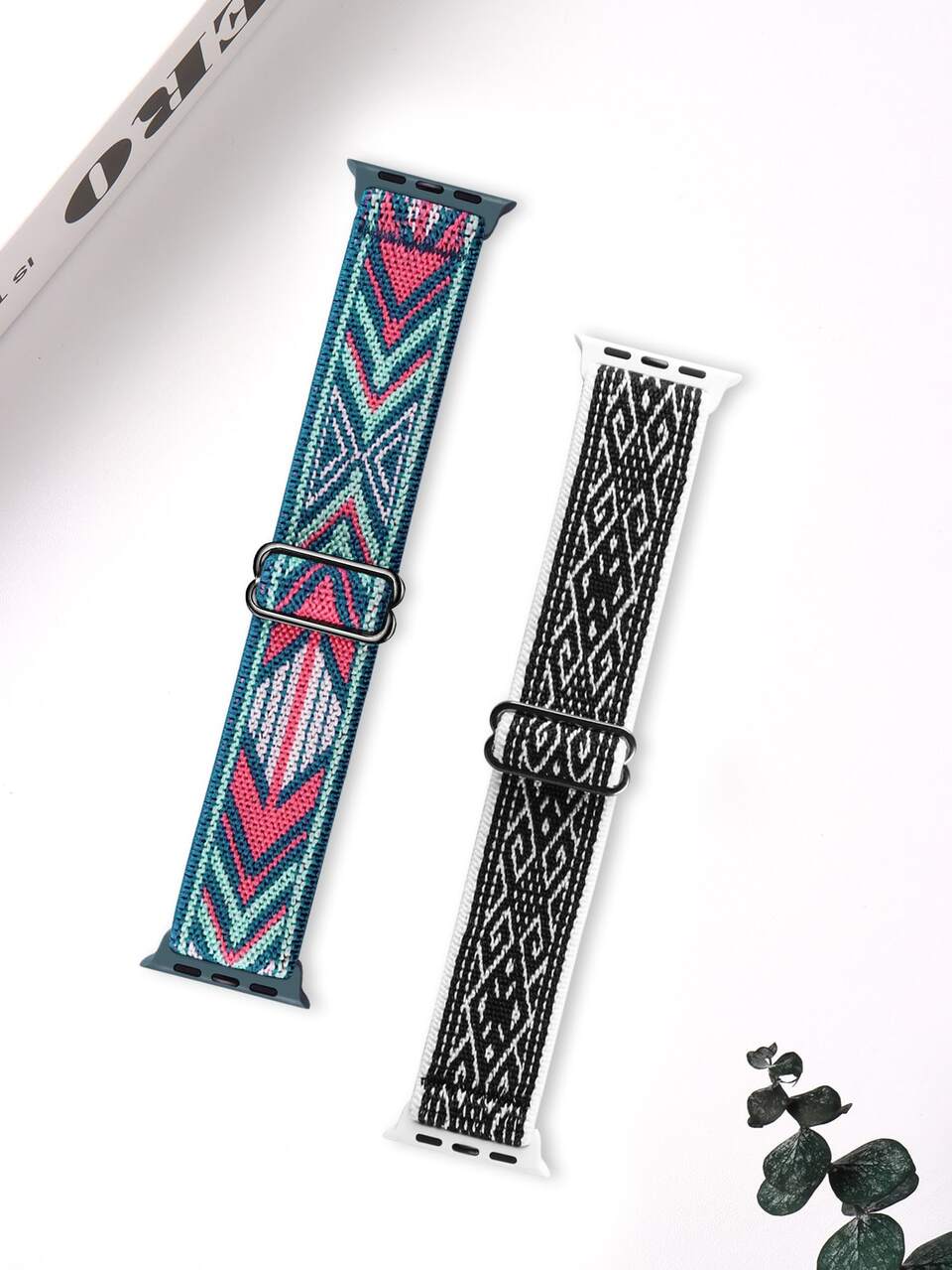 2pcs Elastic Nylon Adjustable Sports Watch Strap Compatible With Apple Watch