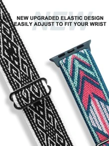2pcs Elastic Nylon Adjustable Sports Watch Strap Compatible With Apple Watch - Blue - View 4