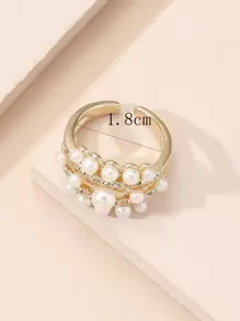 1pc Elegant Faux Pearl & Rhinestone Luxury Ring, Suitable For Women's Daily Wear - White - View 3