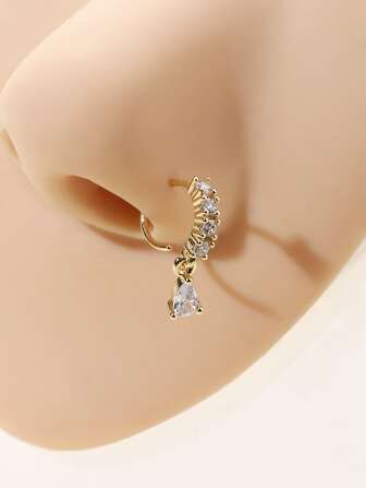 Koppar Cubic Zirconia Dekor näsring för kvinnor och män, punkpiercing, en fashionabel kroppssmyckepresent för alla tillfällen