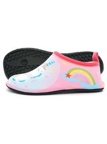 Girls Rainbow & Unicorn Print Aqua Socks - Multicolor - View 3