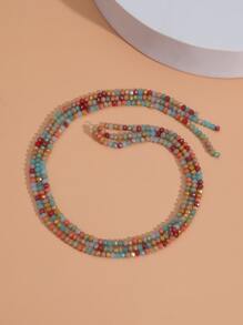 3strands 0.3cm Glass Beads DIY Jewelry Accessory - Multicolor - View 2