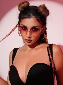 1 件女士金属框架时尚度假眼镜 - 紫色 - 查看 4