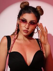 1 件女士金属框架时尚度假眼镜 - 紫色 - 查看 5