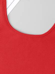 SHEIN EZwear Rib-knit Crop Tank Top - Red - View 4