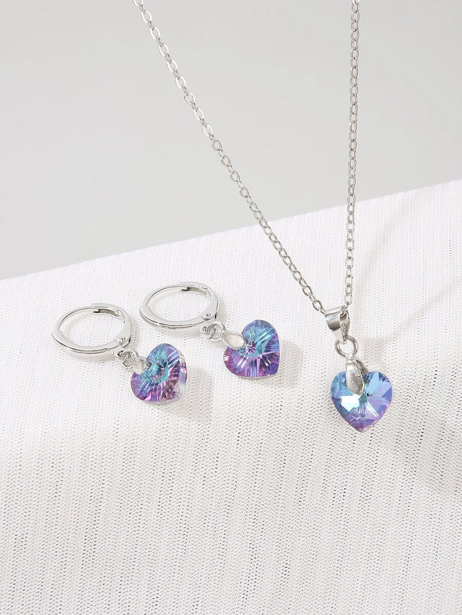 3入組愛心裝飾首飾套裝 - 彩色 - 查看 1