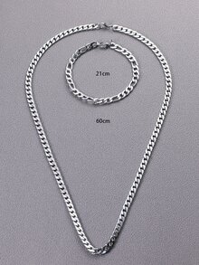 2pcs Men Minimalist Jewelry Set - Silver - View 3
