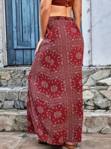 GENKIRA Paisley Scarf Print Skirt - Red - View 2