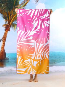 1入組熱帶印花樹葉印花沙灘巾 - 彩色 - 查看 1