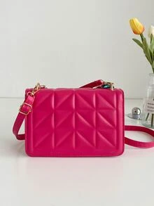 Quadratische Tasche mit Klappe, Kette