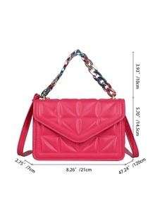 Quadratische Tasche mit Klappe, Kette