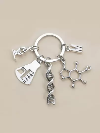 Street 1pc Creative Men's Biology Cell Microscope Keychain, Science Student Souvenir Keyring, Key Holder As Gift For Classmates, Friends & Boyfriends Car Accessories Bag Charm School Letter Cute Goth Y2k