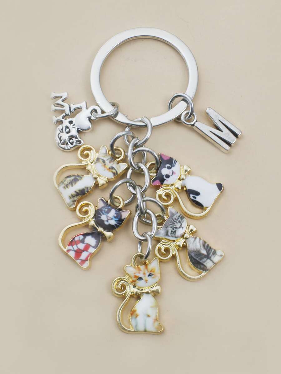 1只可愛貓咪設計鑰匙扣,創意微型貓咪掛件鑰匙扣,寵物店紀念品,是姐妹們的理想禮物 - 彩色 - 查看 1