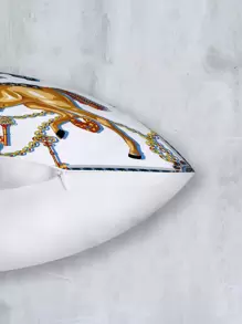 1 件深棕色框架白色方形黄色小马多尺寸印花枕套室内外可水洗枕套，家居装饰，房间床沙发椅垫套，春夏季母亲节婚礼生日主题派对用品，节日配饰数码印花时尚简约沙发办公室装饰家居装饰靠垫套布艺装饰用品汽车礼品印花枕头床头垫沙发枕家用沙发垫汽车头枕办公室靠垫套 - 彩色 - 查看 4