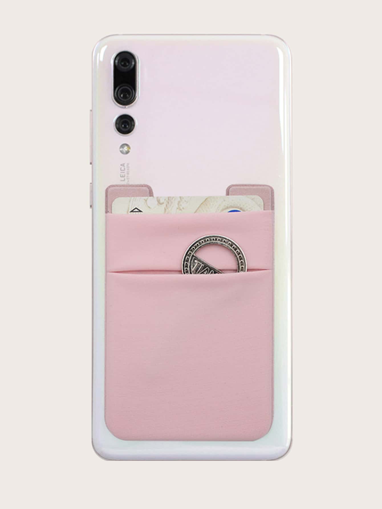 Solid Adhesive Card Holder Bag - Pink - View 1