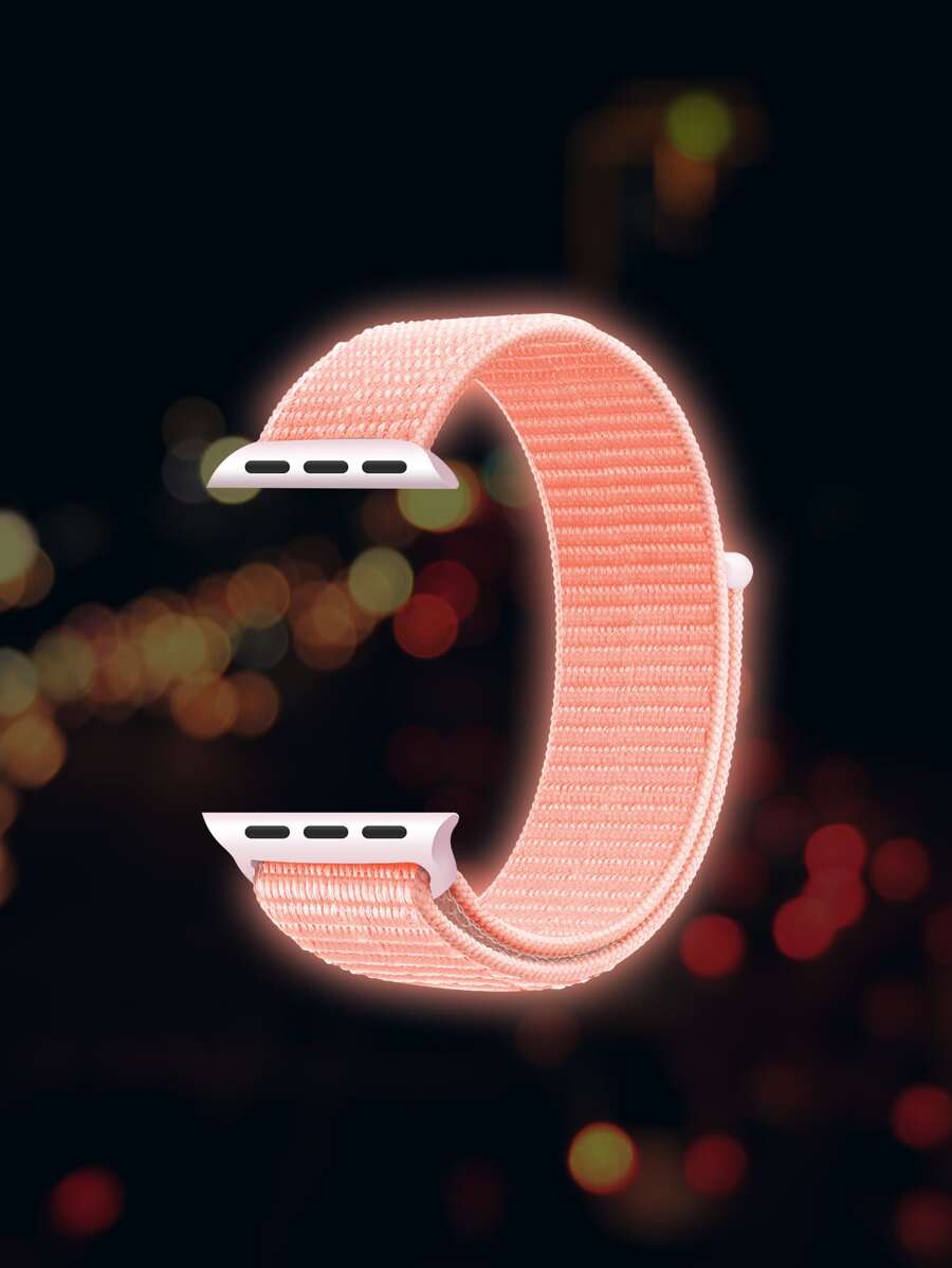 38/40/41/42/44/45/46/49毫米夜光尼龙运动表带,橙色尼龙可调节透气编织表带,男女通用,兼容Ultra系列11/10/9/8/7/6/5/4/3/2/1/SE,适合作为学生返校礼物 - 珊瑚粉 - 查看 1