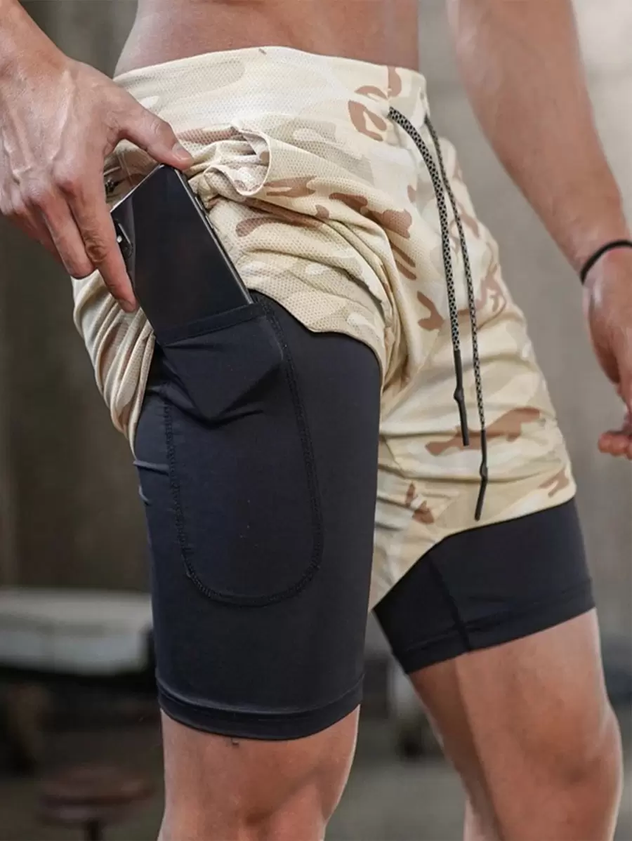 Manfinity Sport Corelite Pantalones cortos deportivos escolares de unicolor y estilo minimalista casual tipo novio para hombres - Multicolor - Ver 1