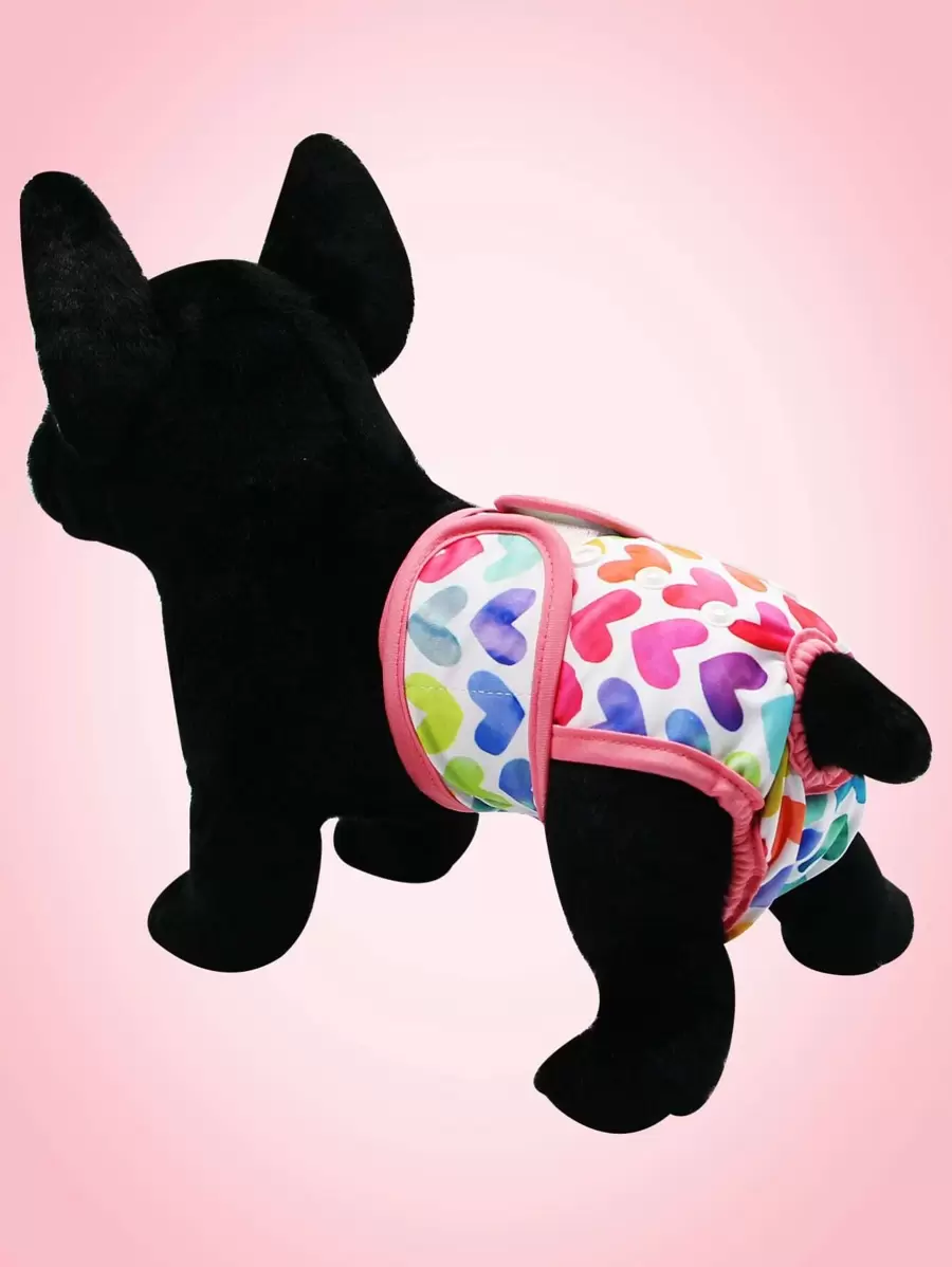 1入組愛心圖案狗狗布尿布 - 彩色 - 查看 1