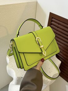 螢光綠翻蓋方包 - 綠色 - 查看 1