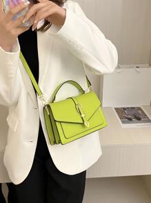 螢光綠翻蓋方包 - 綠色 - 查看 4