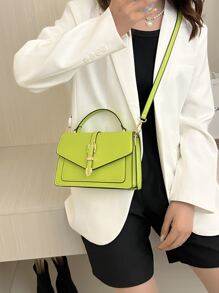 螢光綠翻蓋方包 - 綠色 - 查看 5