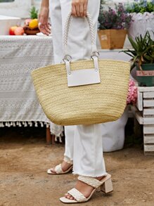 Braided Detail Straw Bag - Multicolor - View 2