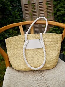 Braided Detail Straw Bag - Multicolor - View 4