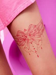ROMWE Bow-knot Pattern Tattoo Sticker - Pink - View 1