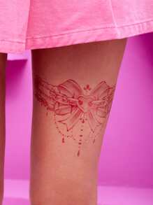 ROMWE Bow-knot Pattern Tattoo Sticker - Pink - View 2