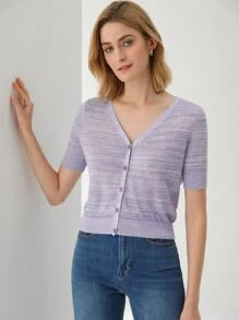 MOTF PREMIUM LINEN SPACE DYE CARDIGAN - Lilac Purple - View 9