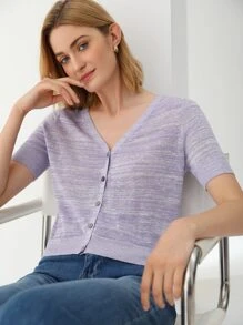 MOTF PREMIUM LINEN SPACE DYE CARDIGAN - Lilac Purple - View 5