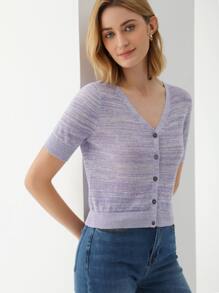 MOTF PREMIUM LINEN SPACE DYE CARDIGAN - Lilac Purple - View 2