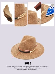 腰帶裝飾軟呢帽 - 卡其色 - 查看 5