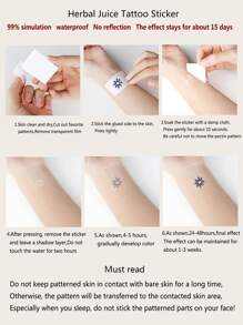 1 hoja Pegatina tatuaje con estampado de letra - Negro - Ver 5