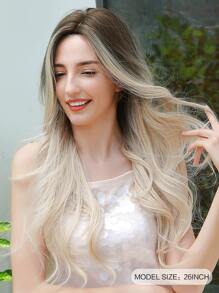 Haircube Tóc giả chịu nhiệt tổng hợp 26 inch màu nâu gradient vàng nhạt tóc dài xoăn, tóc giả nữ thời trang đẹp và thanh lịch - Nhiều màu - Xem 7