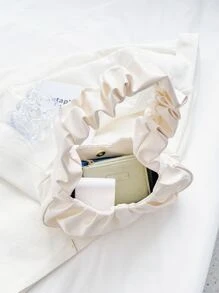 Mujeres Moda Bolso De Mano Plegado Elegante Hombro Damas Bolso De Compras Impermeable, Ligero, Casual, Minimalista Para Adolescentes, Estudiantes Universitarios, Novatos Y Trabajadores Blancos, Perfecto Para La Oficina, La Universidad, Trabajo, Negocios, Viaje - Blanco - Ver 3