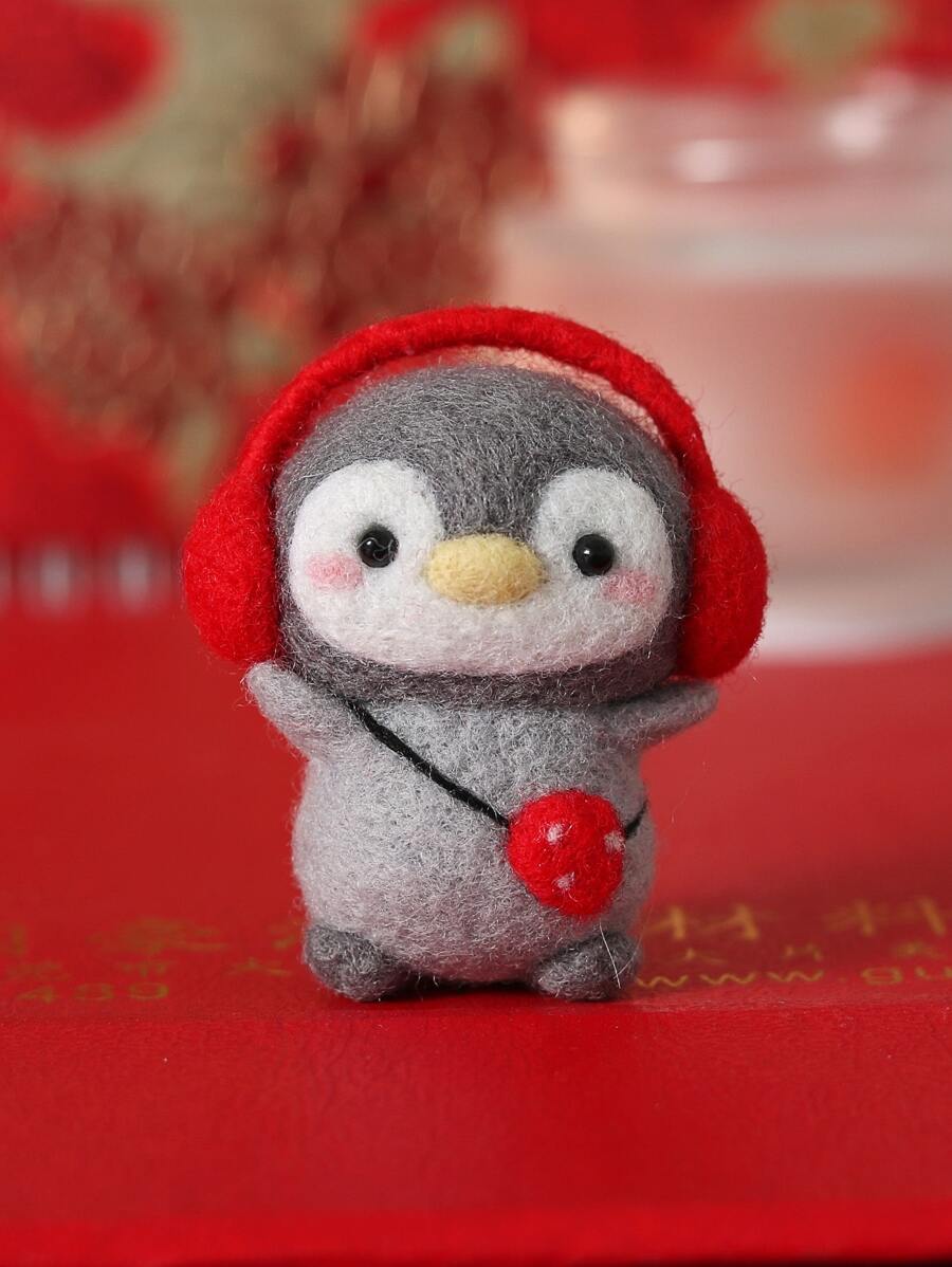 1set Penguin Shaped Wool Felt Poke Material Kit - Multicolor - View 1